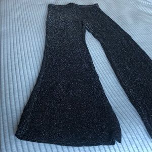 Black and silver sparkly bell bottom pants!